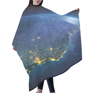 Personality  Detailed Earth. East Coast Of Brazil On A Moonlit Night Hair Cutting Cape