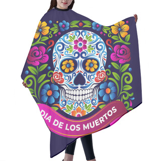 Personality  Dia De Muertos Skull With Vibrant Color Mexican Ornament Design Hair Cutting Cape
