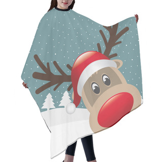 Personality  Rudolph Reindeer Red Nose And Hat Scarf Hair Cutting Cape