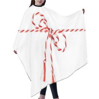 Personality  White Red Rope Bow, Twine Ribbon Tied Knot, White Isolated Hair Cutting Cape