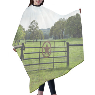 Personality  Ranch Gate With Pasture And Trees In The Texas Hill Country Hair Cutting Cape