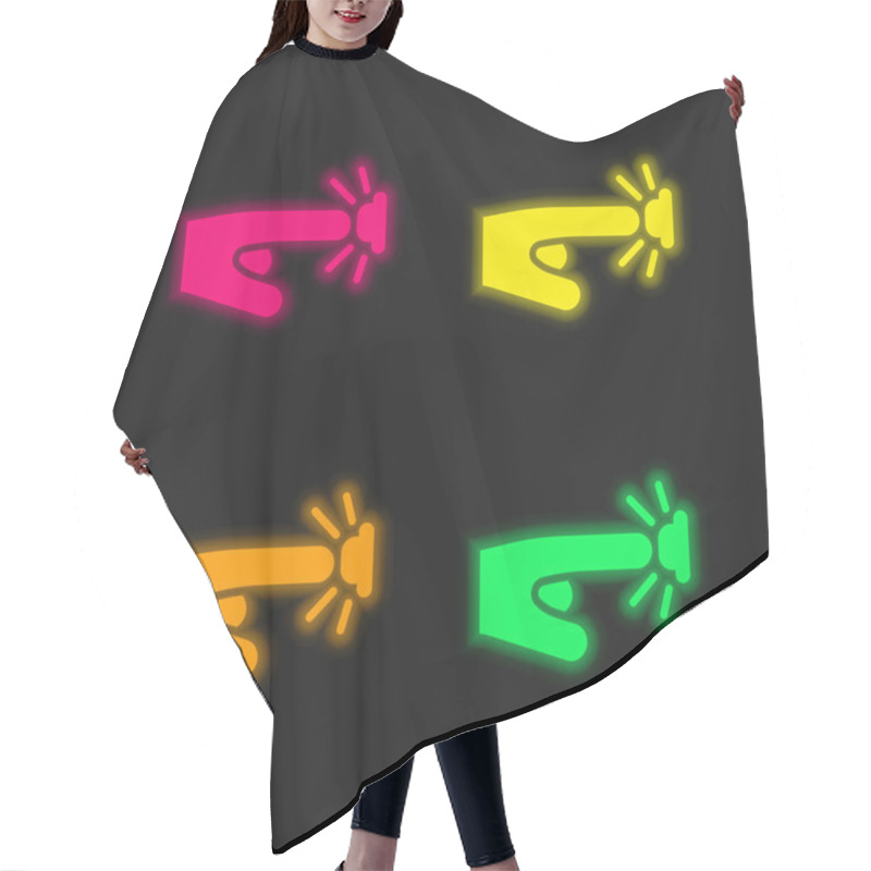 Personality  Alarm Button Four Color Glowing Neon Vector Icon Hair Cutting Cape