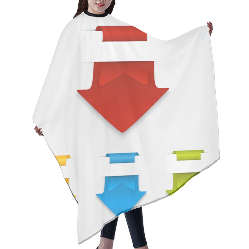 Personality  Set vector arrows in the form of paper stickers hair cutting cape