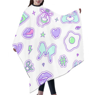 Personality  Set Of Neon Trendy Color Patches Hair Cutting Cape