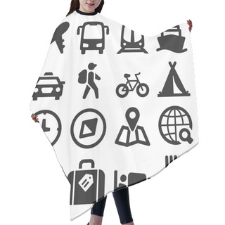 Personality  Travel Flat Icons. Black Hair Cutting Cape