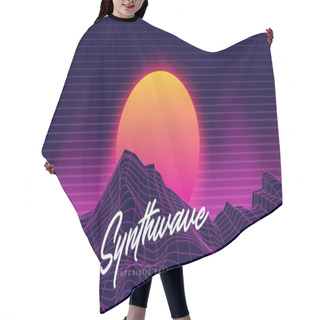 Personality  3D Background Illustration Inspired By 80s Scene. Synthwave, Retrowave Background. Hair Cutting Cape