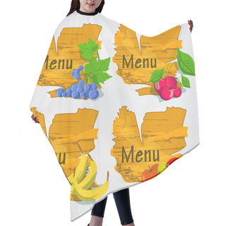 Personality  Vector Illustration - Set Of Fruits With Menu. Hair Cutting Cape