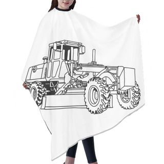Personality  Illustration Vector Doodles Hand Drawn Of Excavator Grader Machi Hair Cutting Cape