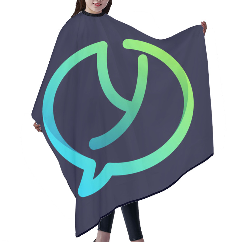 Personality  Y letter with speech bubble hair cutting cape