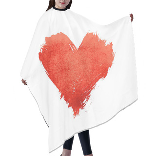 Personality  Red Vivid Watercolor Painted Heart With Brushstroke Grunge Shape And Paintbrush Texture Isolated On White Background Hair Cutting Cape