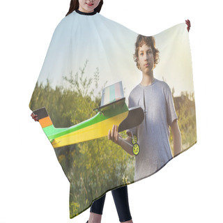 Personality  Teen With Homemade Radio-controlled Model Aircraft Hair Cutting Cape