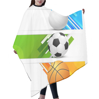 Personality  Set Of Banners With Sport Balls Hair Cutting Cape