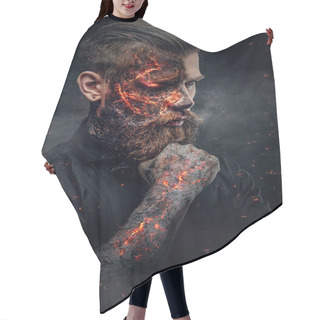 Personality  Creepy Demonic Male In A Fire Sparks Hair Cutting Cape