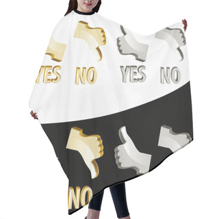 Personality  Vector Gold Yes And No Signs On Black And White Background. Hair Cutting Cape