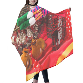 Personality  Espana Typical From Spain Castanets Rose Flamenco Fan Hair Cutting Cape