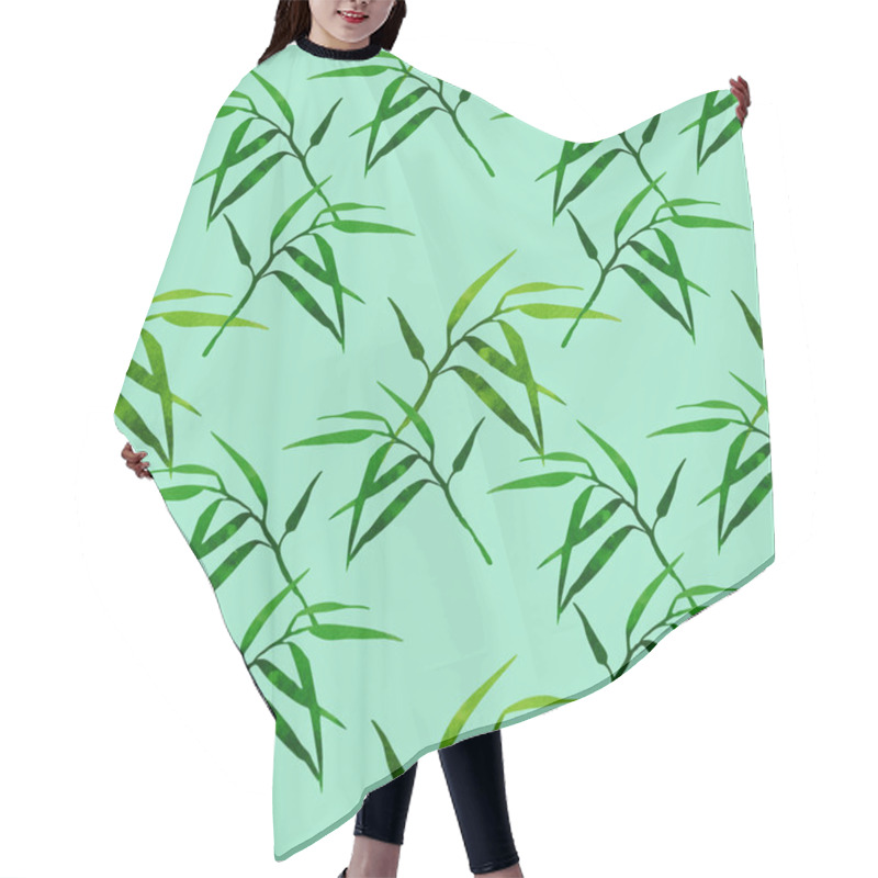 Personality   floral seamless pattern with bamboo branch on green background hair cutting cape