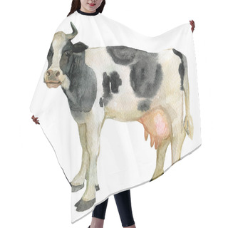 Personality  Cow, Farm Animals, Isolated On White, Watercolor Illustration Hair Cutting Cape