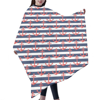 Personality  Nautical Striped Pattern With Anchors. Hair Cutting Cape