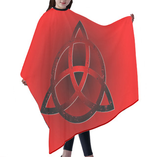 Personality  Triquetra Logo, Trinity Knot Sign, Wiccan Symbol For Protection. 3D Vector Dark Red Celtic Trinity Knot Set Isolated On Dark Red Background. Wiccan Divination Symbol, Ancient Occult Symbols Hair Cutting Cape