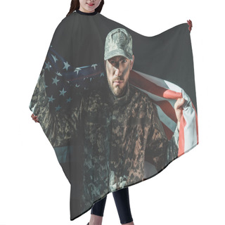 Personality  Soldier With United States Flag Hair Cutting Cape