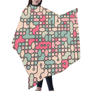 Personality  Vector Seamless Colorful Pink Teal Rounded Circle Lines Techno Circuit  Pattern  Hair Cutting Cape