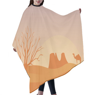 Personality  Horizontal Banner With Lonely Desert Isolated Vector Illustration. Hair Cutting Cape