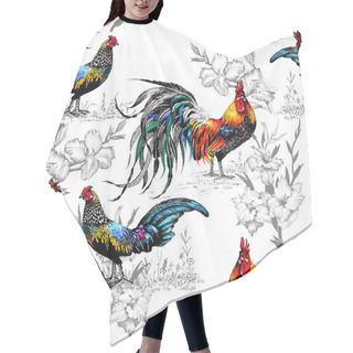 Personality  Farm Roosters Pattern Hair Cutting Cape