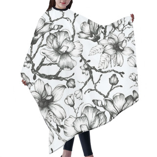 Personality  Floral Seamless Pattern With Leaves And Flowers. Doodles Ornament. Hair Cutting Cape
