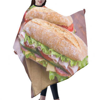 Personality  Long Baguette Sandwich With Lettuce Hair Cutting Cape