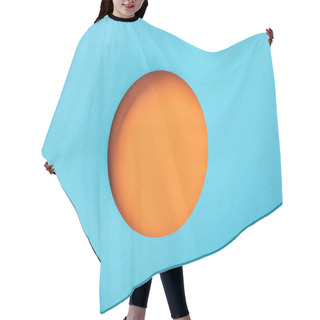 Personality  Creative Background With Blue Paper And Round Orange Hole Hair Cutting Cape