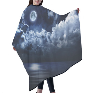 Personality  Full Moon In Night Sky Over Water Hair Cutting Cape