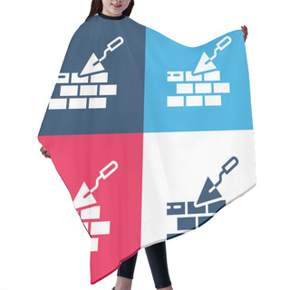 Personality  Brickwall Blue And Red Four Color Minimal Icon Set Hair Cutting Cape