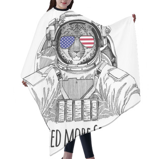 Personality  Usa Flag Glasses American Flag United States Flag Wild Cat Leopard Cat-o-mountain Panther Wearing Space Suit Wild Animal Astronaut Spaceman Galaxy Exploration Hand Drawn Illustration For T-shirt Hair Cutting Cape