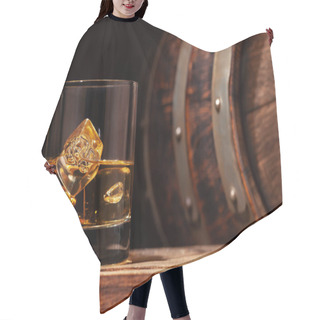 Personality  Scotch Whiskey Glass And Old Wooden Barrel Hair Cutting Cape
