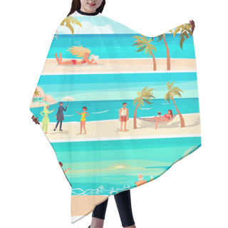 Personality  Summer Beach Landscape Background Hair Cutting Cape