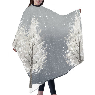 Personality  Winter Background At Night With White Trees And Reindeer Hair Cutting Cape