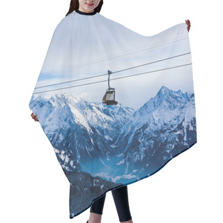 Personality  Mountains Ski Resort.  Cable Car. Winter In The Swiss Alps. Moun Hair Cutting Cape