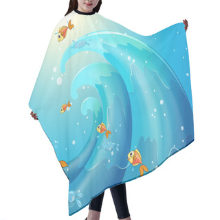 Personality  Fishes Dancing Along The Big Waves Hair Cutting Cape