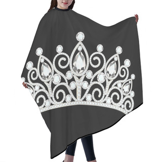 Personality  Illustration Of Beautiful Diadem, Crown, Tiara Female With  Prec Hair Cutting Cape