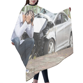 Personality  Upset Driver After Traffic Accident Hair Cutting Cape
