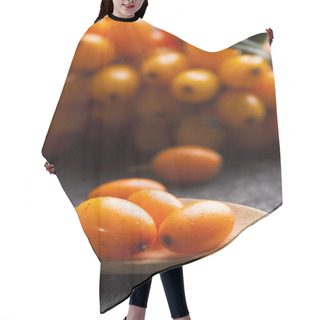 Personality  Sea Buckthorn Berries In Little Spoon Hair Cutting Cape