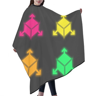 Personality  3d Four Color Glowing Neon Vector Icon Hair Cutting Cape
