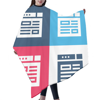 Personality  Blogging Blue And Red Four Color Minimal Icon Set Hair Cutting Cape