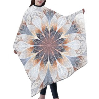 Personality  Beautiful Fractal Flower In Gray, Brown And Blue. Computer Gener Hair Cutting Cape