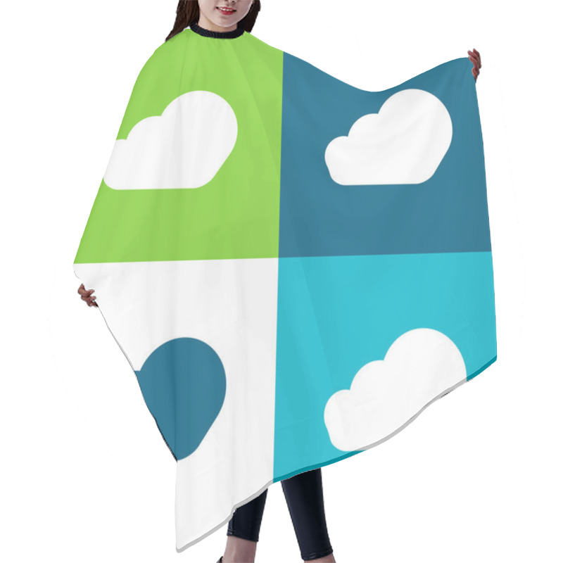 Personality  Ascendant Cloud Flat four color minimal icon set hair cutting cape