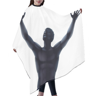 Personality  Man Silhouette Hands Raised Hair Cutting Cape