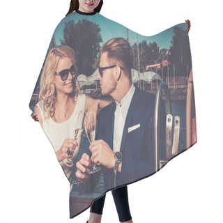 Personality  Wealthy Couple On A Luxury Yacht Hair Cutting Cape