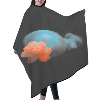 Personality  Blue Blubber Jellyfishes With Neon Light On Black Background Hair Cutting Cape