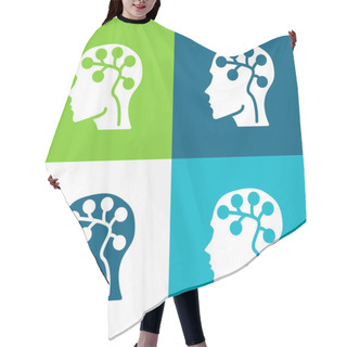 Personality  Brain Flat Four Color Minimal Icon Set Hair Cutting Cape