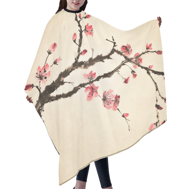Personality  Chinese flower hair cutting cape